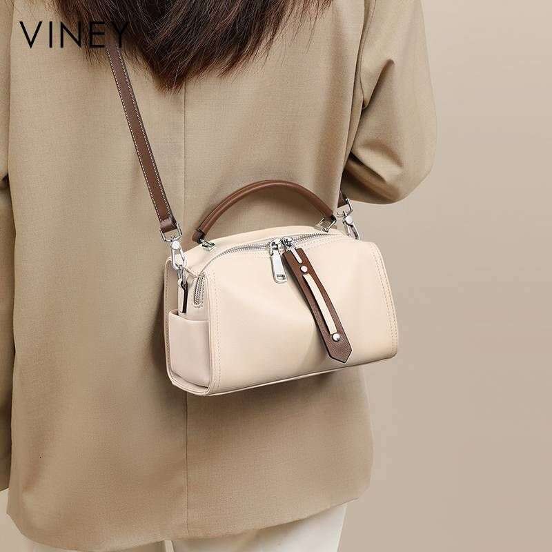 VINEY Women's New Style Messenger Genuine Leather Capacity Handbag Shoulder Large Pillow Bag