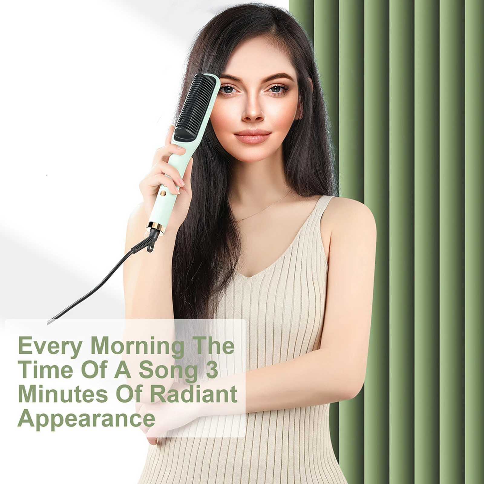 Multifunctional Ionic Hair Straightener Curler Brush Fast Heating Curler Straightener Comb Styler Electric Fast Heating Comb W250814