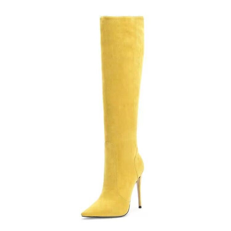 Chengdu Artisan Women's Pointed-Toe Knee-High Boots 10cm/12cm Stiletto Heel Suede/Patent Leather Slimming Over-The-Knee Boots