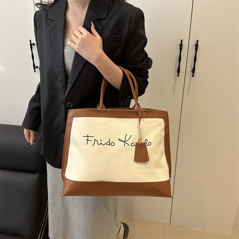 Luxury Brand Designer Bag European And American Large Capacity Fashion Printed Letter 2025 New Retro Artistic Personality Single Shoulder Tote Handbag