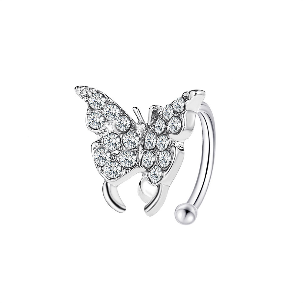 Korean Version Classic Elegant Two Butterflies Sweet Light Simple Rhinestone Butterfly Stud Earrings