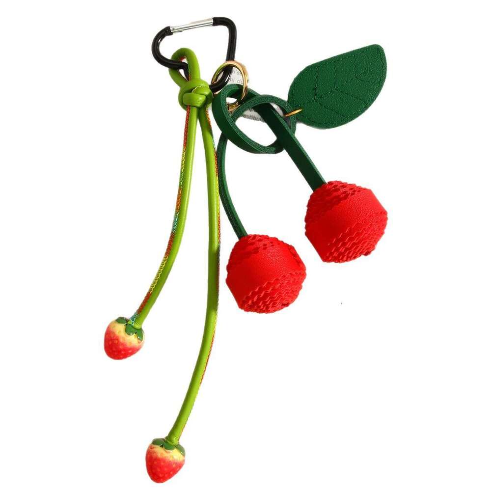 Bag Charms PU Cherry Women Ball Keychain Fashion Cute Strawberry Bag Pendant Decoration