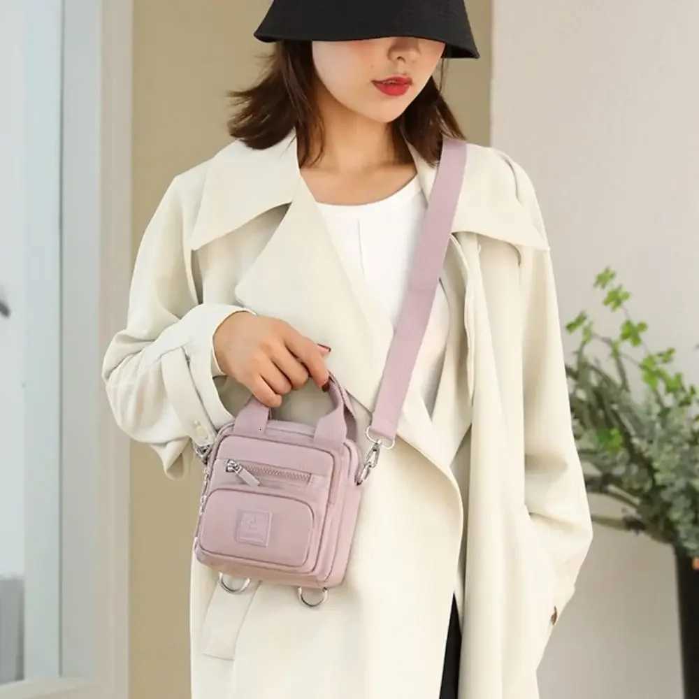 Fashion Nylon Womens Backpack Solid Color Waterproof Small Backpack Multi-functional Shoulder Bag Outdoor XJ250814