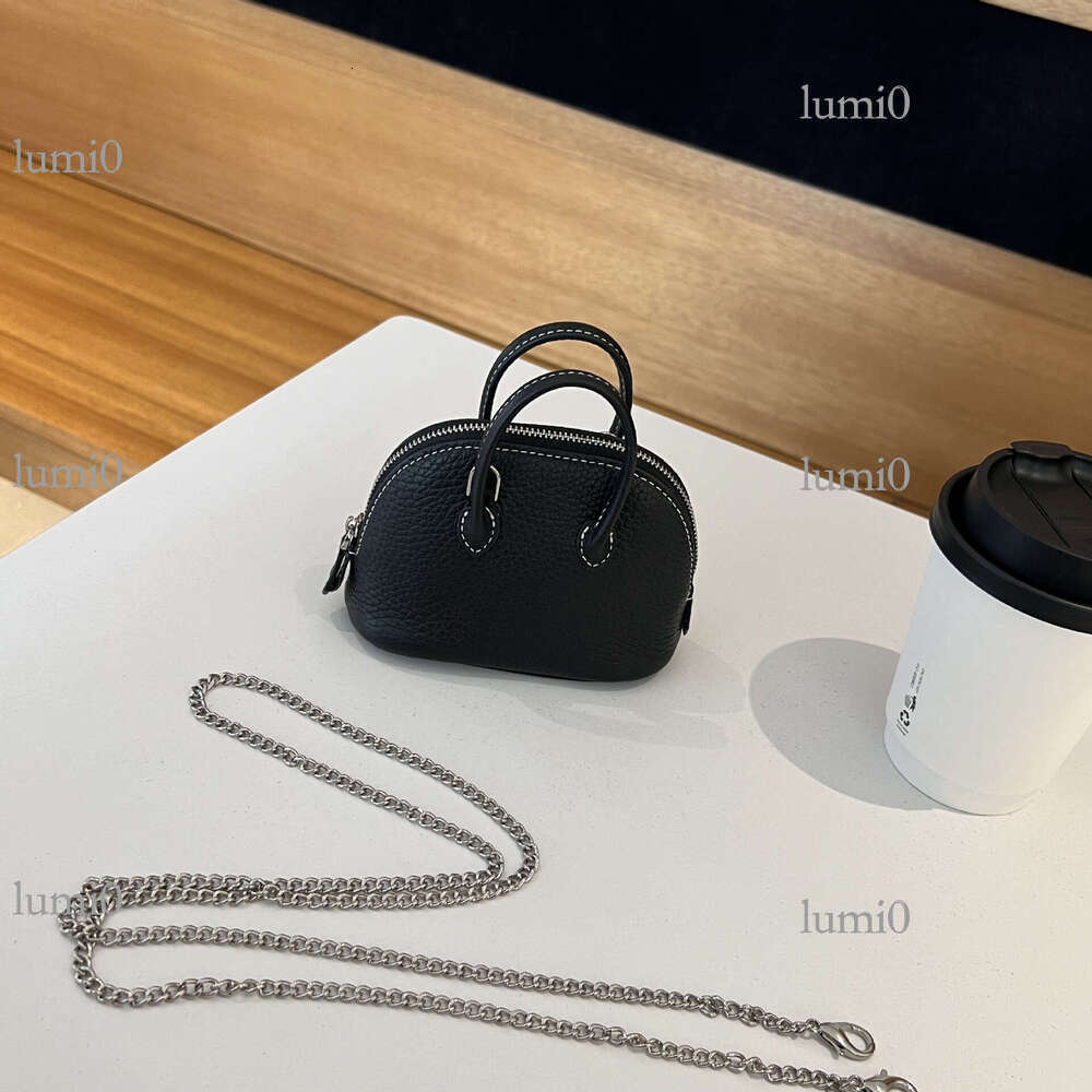 Versatile Mini Shell Top Layer Cowhide Bowling Genuine Leather Women's Handbag Shoulder Crossbody Chain Bag for Women