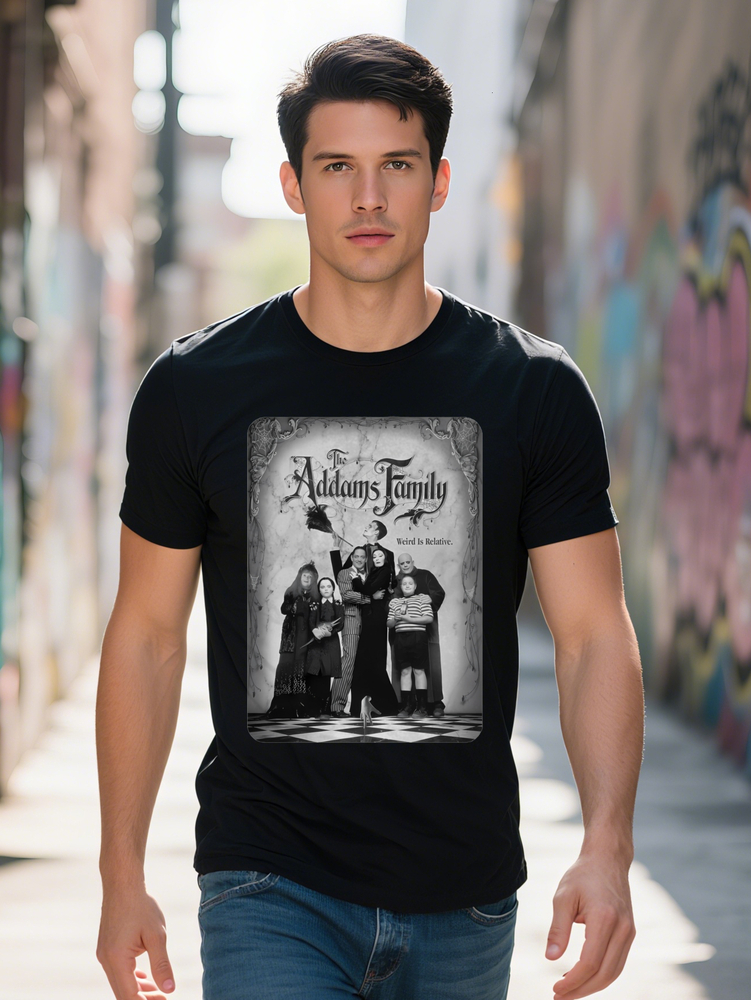 Casual Crew Neck T-Shirt The Addams Family Weird Is Relative Print Pattern Top Men's Gift c1149