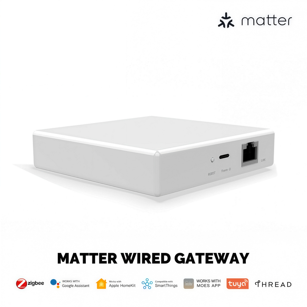 Smart Hub Matter Tuya Zigbee Gateway Bridge with Thread Support Wired Connection Works with Alexa Google Home HomeKit 128-Device Mesh Network for Home Automation