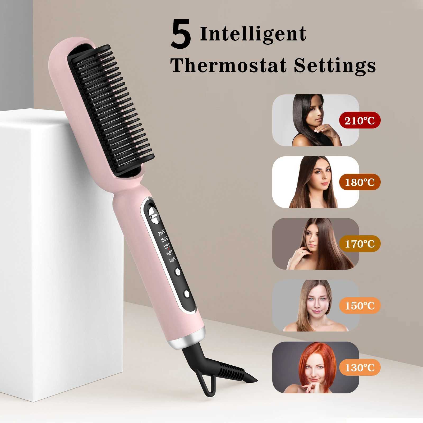 Anti Frizz Negative Ion Electric Hair Straightener Comb Perfect for Creating Smooth Hairstyles Repairing Damaged Hair Reducing Static W250814