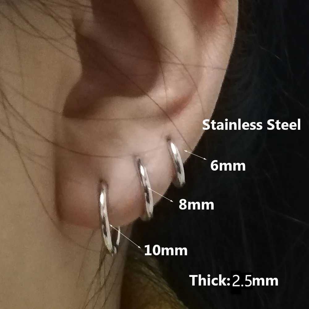 2-6pcs/lot Stainless Steel Simple Metal Circle Small Hoop Earrings For Women Girls Piercing Jewelry Geometric Round Helix Ear XJ250814