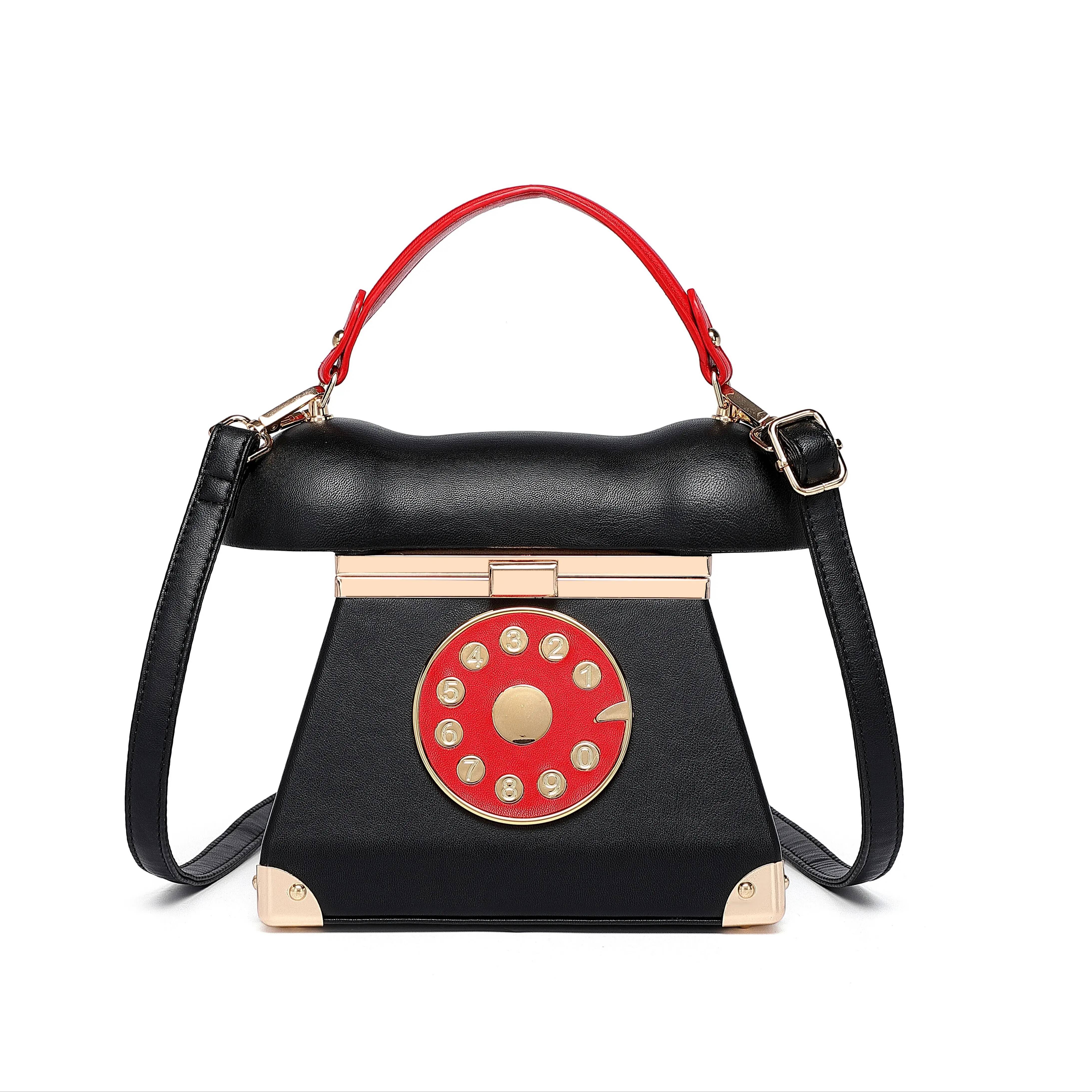 A niche, light , retro women's bag that is fashionable and versatile, an old-fashioned landline phone design handbag high-quality