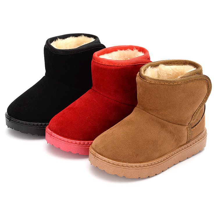 Kids Snow Boots Winter Fashion Non-slip Toddler Boots Skiing Solid Color Warm Pattern Soft Thick Bottom Kid's Shoes Sizes US5.5C-US6Y