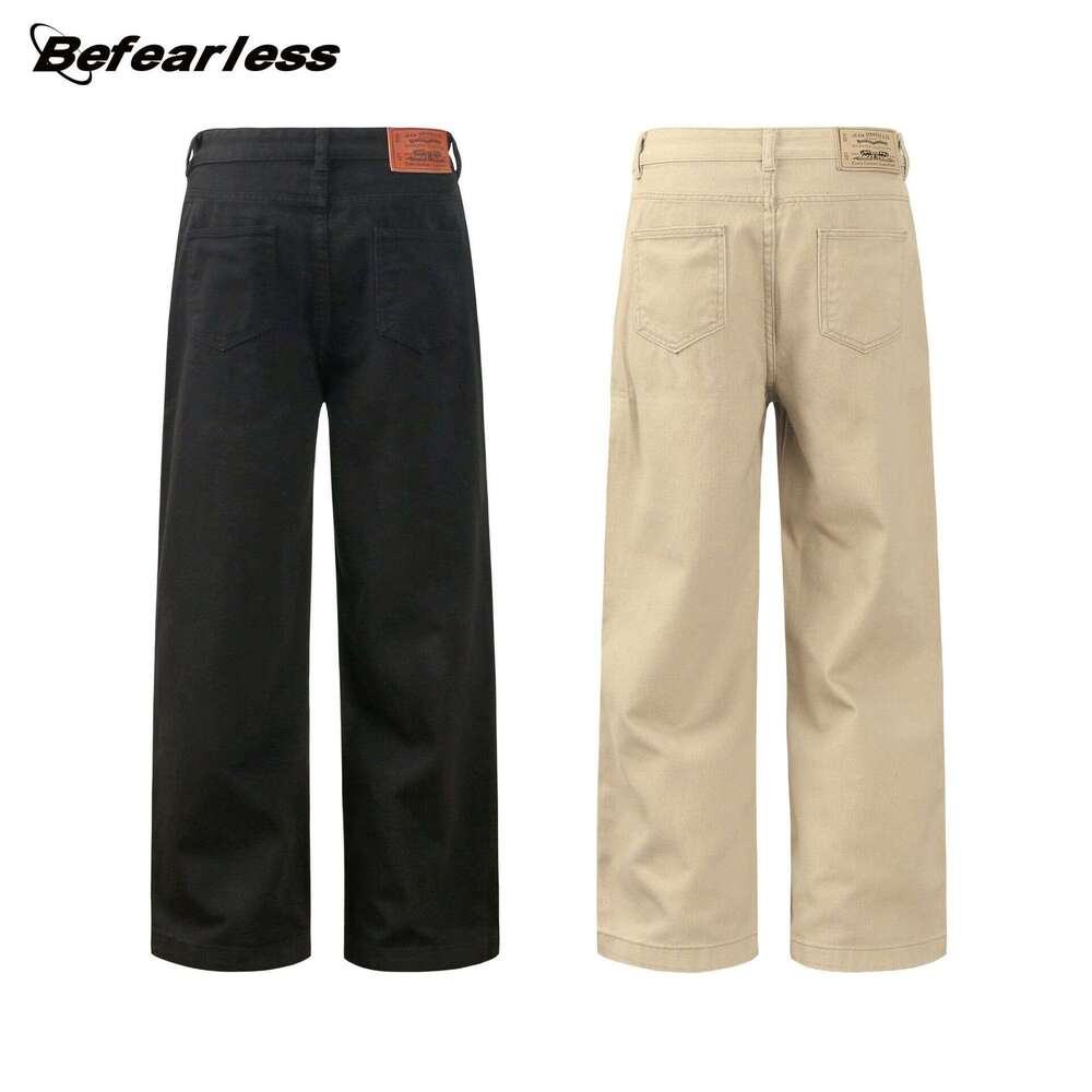 American Style Trendy Washed Straight Wide-Leg Cargo Pants Unisex Basic Versatile Oversized Floor-Length Casual Trousers B5