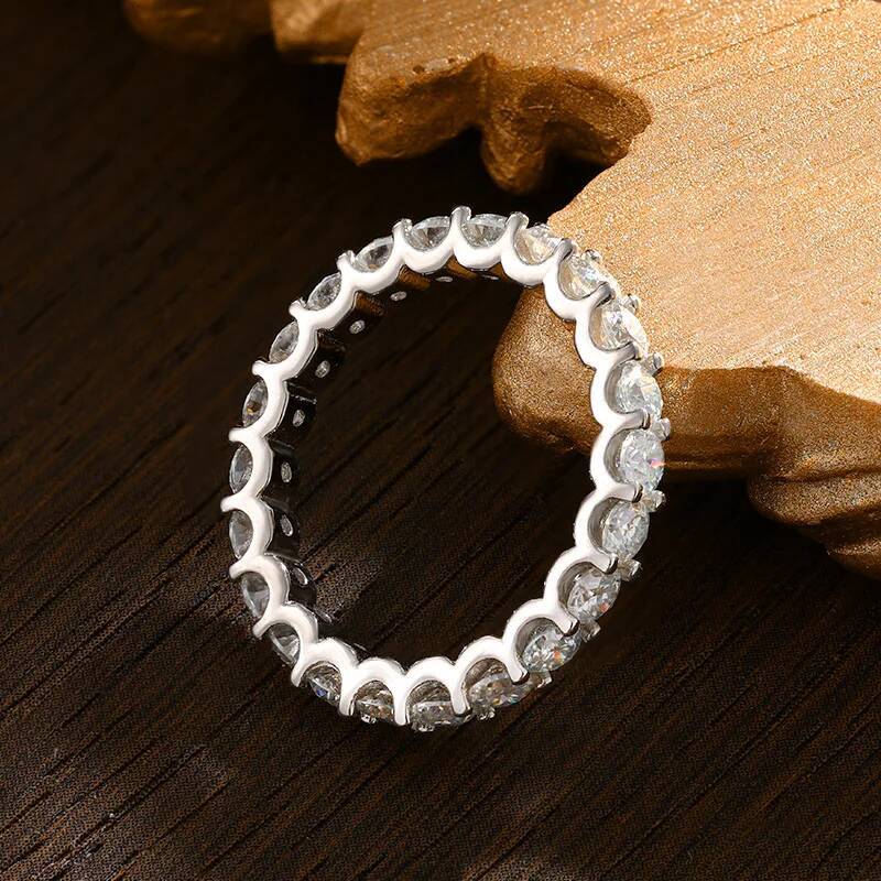 KNOBSPIN D VVS1 All Moissanite Rings for Women Man Engagement Wedding Eternity Band with GRA S925 Silver Plated 18k Gold Ring