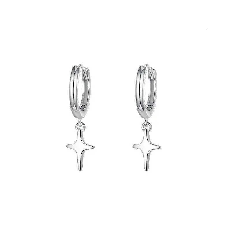 925 Sterling Silver Star Hoop Earrings Simple Temperament Inlaid for Women Wedding Jewelry Accessories XJ250814