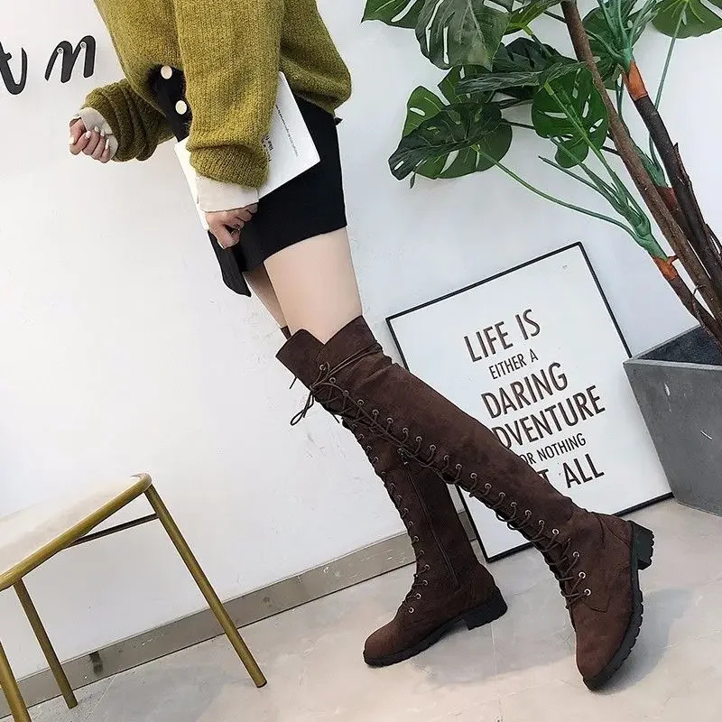Lace-up Knee High Shaft Shoes Woman In Above Over The With Laces Thigh Long Boots for Women Cosplay Spring Autumn Sale 250812
