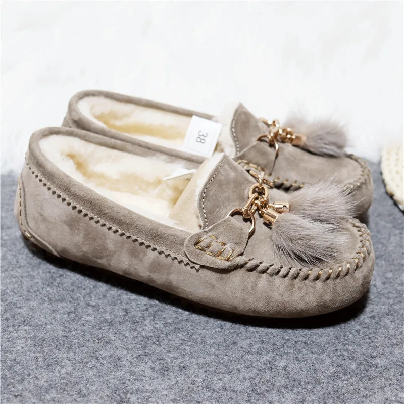 Flats Female Casual Footwear Shoes Women 100% Natural Fur Shoes Moccasins Loafers Soft Genuine Pig Boots Leisure 250809