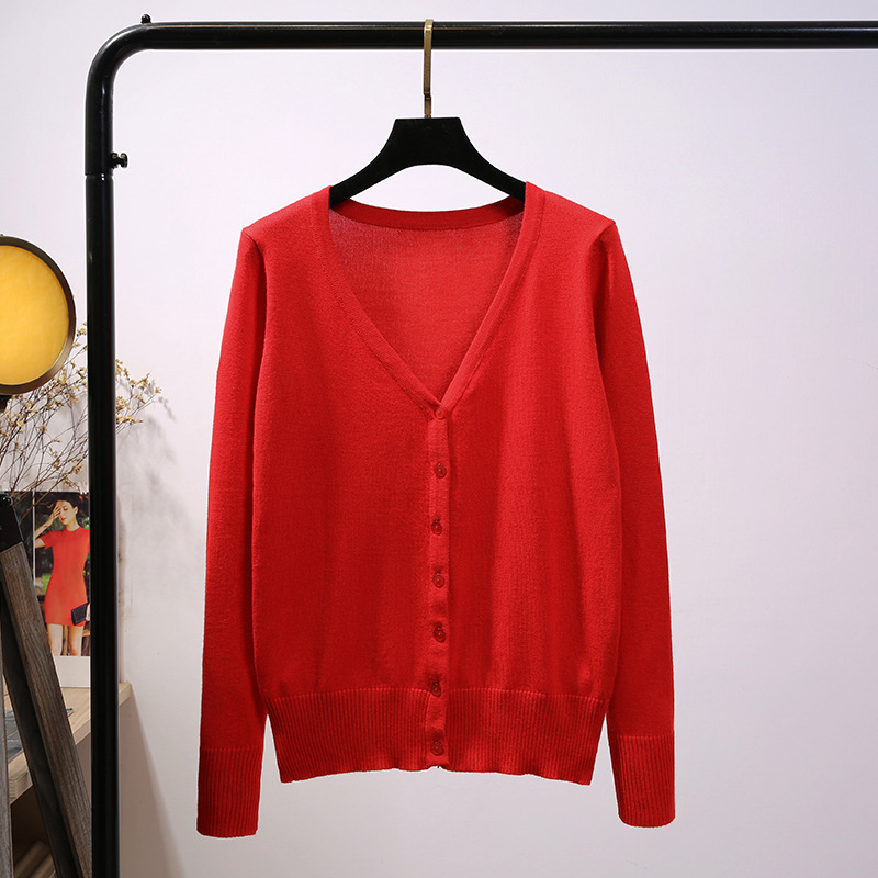 K1653 Long-term spot knitted sweaters for women in spring and autumn thin women's thin cardigan jacket long-sleeved short sweater women's ou