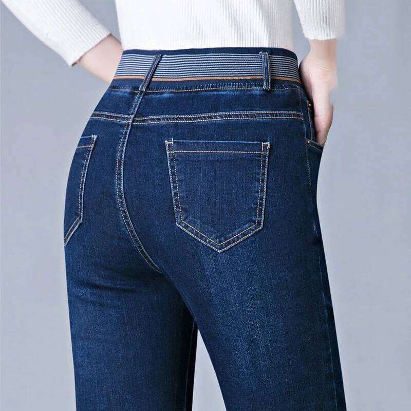 High Waist Skinny Denim Pants Mom Pencil Jeans Women Casual Streetwear Big Size 36 Retro Stretch Vaqueros Korean Jeansy Pantalon
