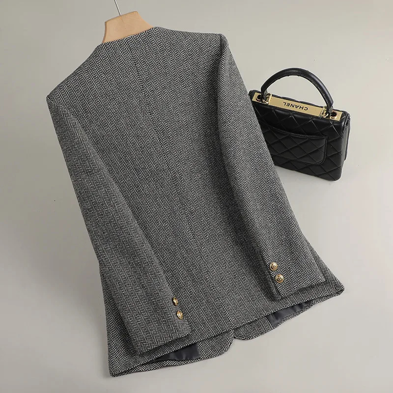 Office Ladies Blazer Women Jacket Gray Coffee Long Sleeve Single Button Female Business Work Wear Slim Formal Coat 250805