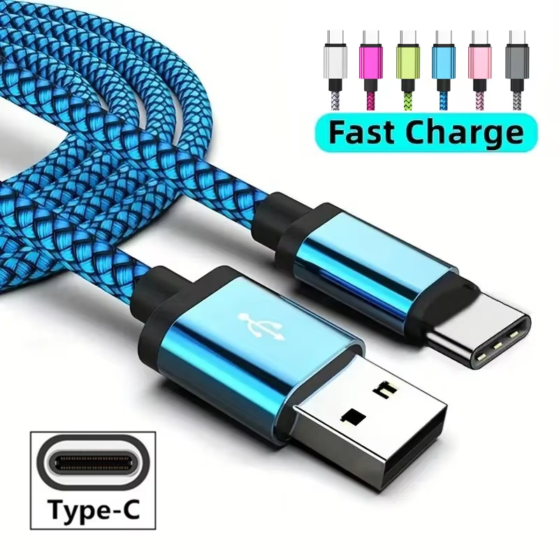 1m 2m 3m Nylon Braided date cable type c Micro usb cables for samsung galaxy s6 s7 edge s8 note 8 plus htc usb phone wire line
