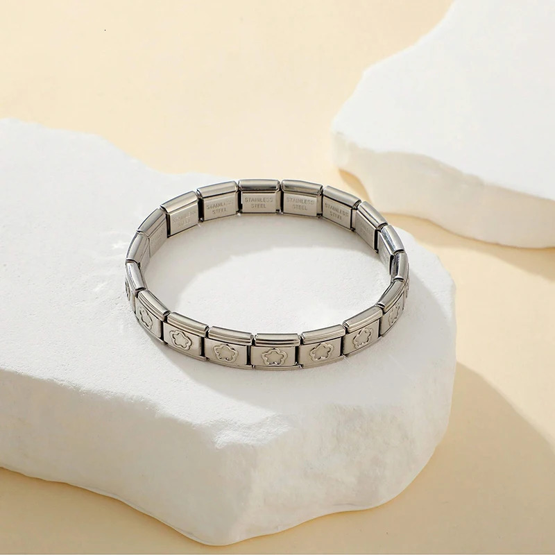 FTCY Italian Charm Stainless Steel Bracelets For Women Men 9mm Width Elastic DIY Modular Bracelet Jewelry Gift 250812