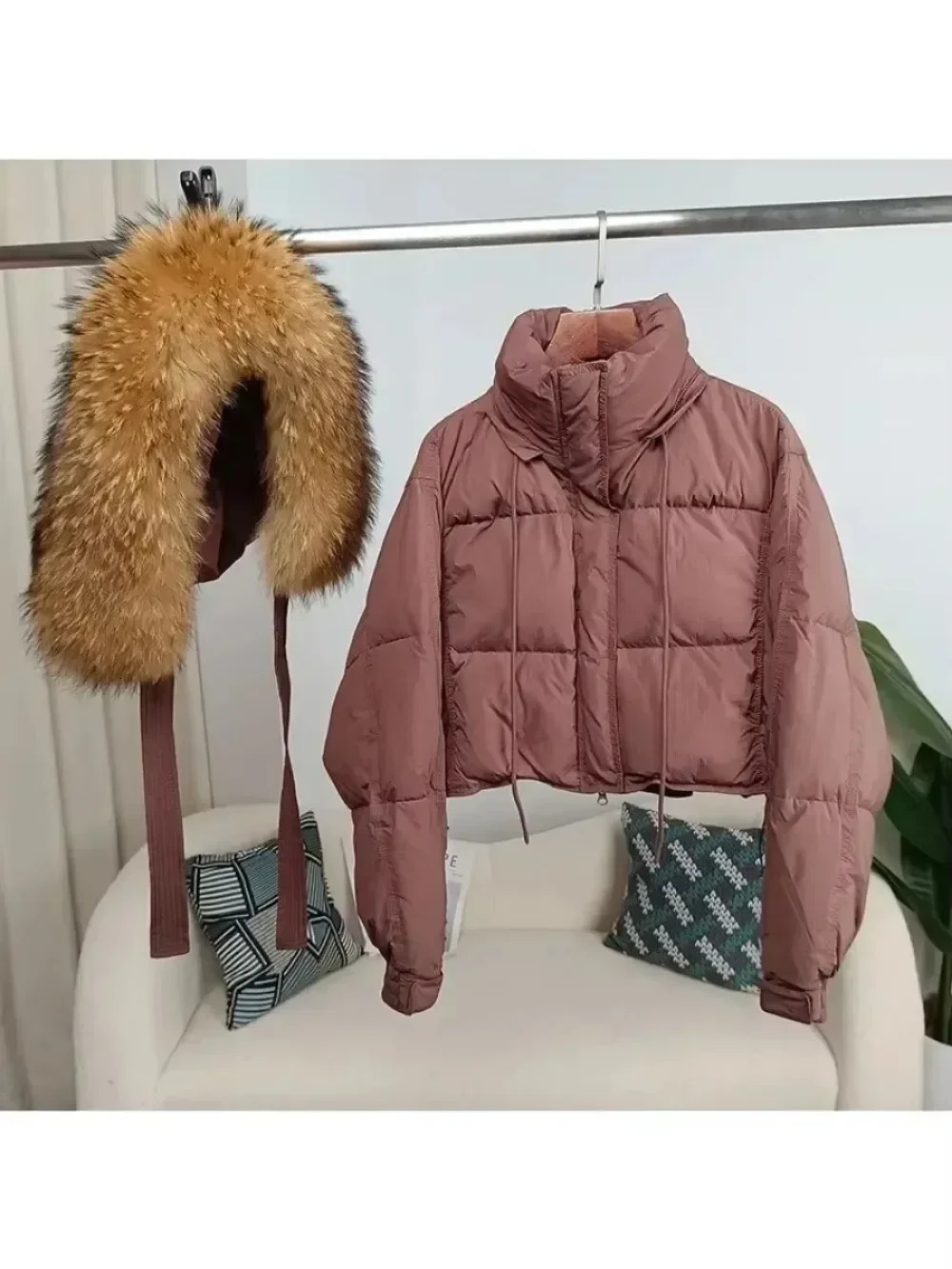 Winter Women Jacket Detachable Fox Fur Raccoon Fur Collar Hooded Thick Warm Duck Down Loose Streetwear Outerwear 250811