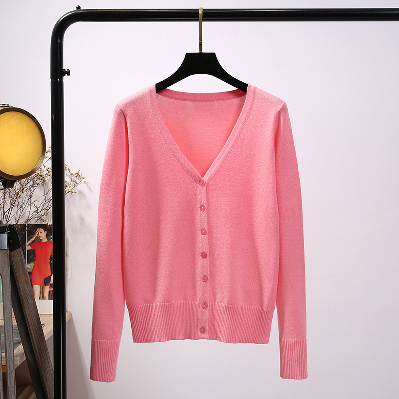 K1653 Long-term spot knitted sweaters for women in spring and autumn thin women's thin cardigan jacket long-sleeved short sweater women's ou