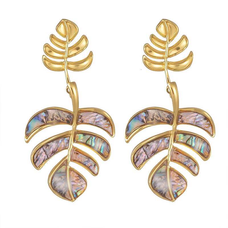 Exaggerated Niche Stainless Steel Shell for Girls Long Tassel Earrings Light High-end Accessories