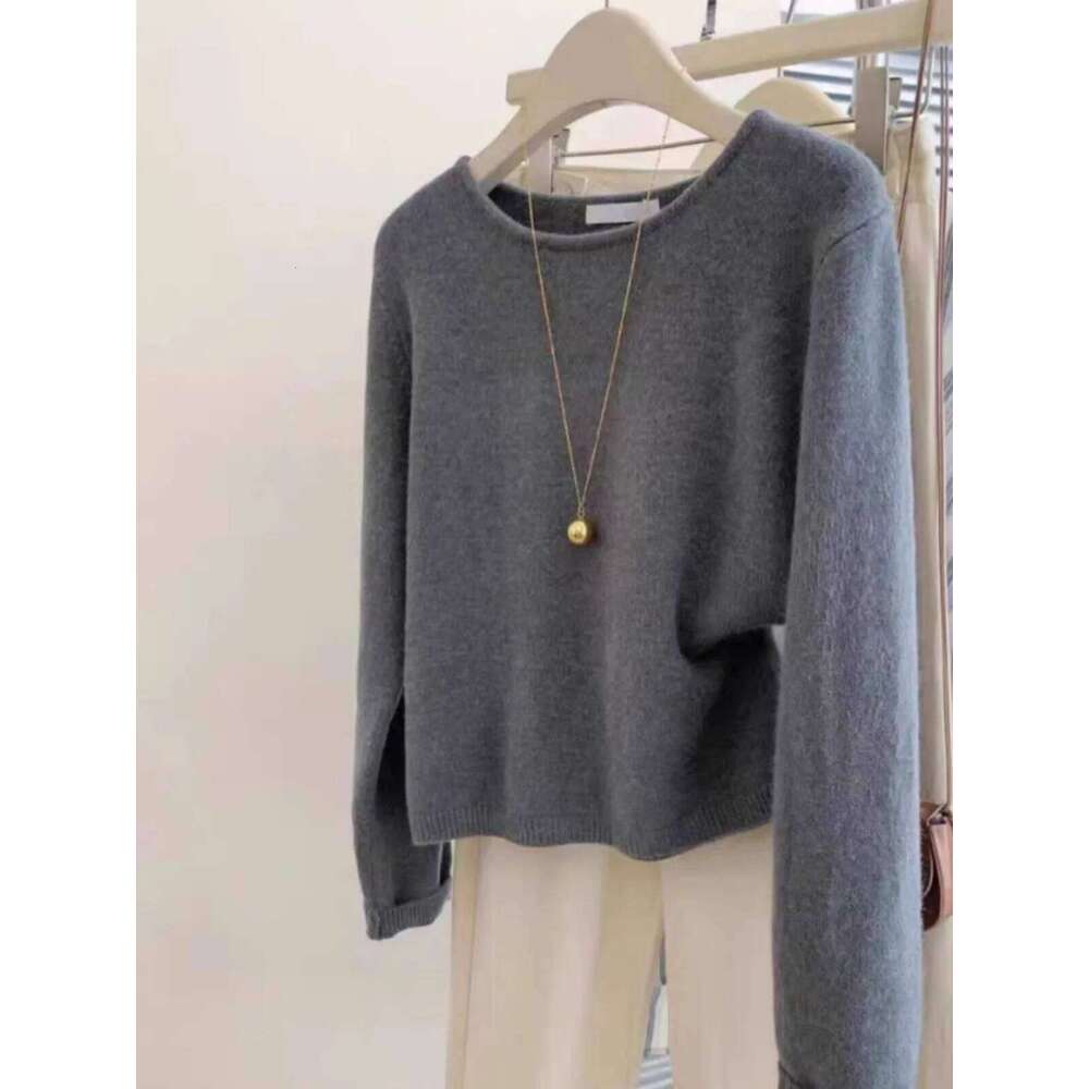 High-End Soft Waxy 100 Pure Cashmere Women's Top Autumn And Winter Round Neck Loose Thick Sweater Base Shirt 20250809