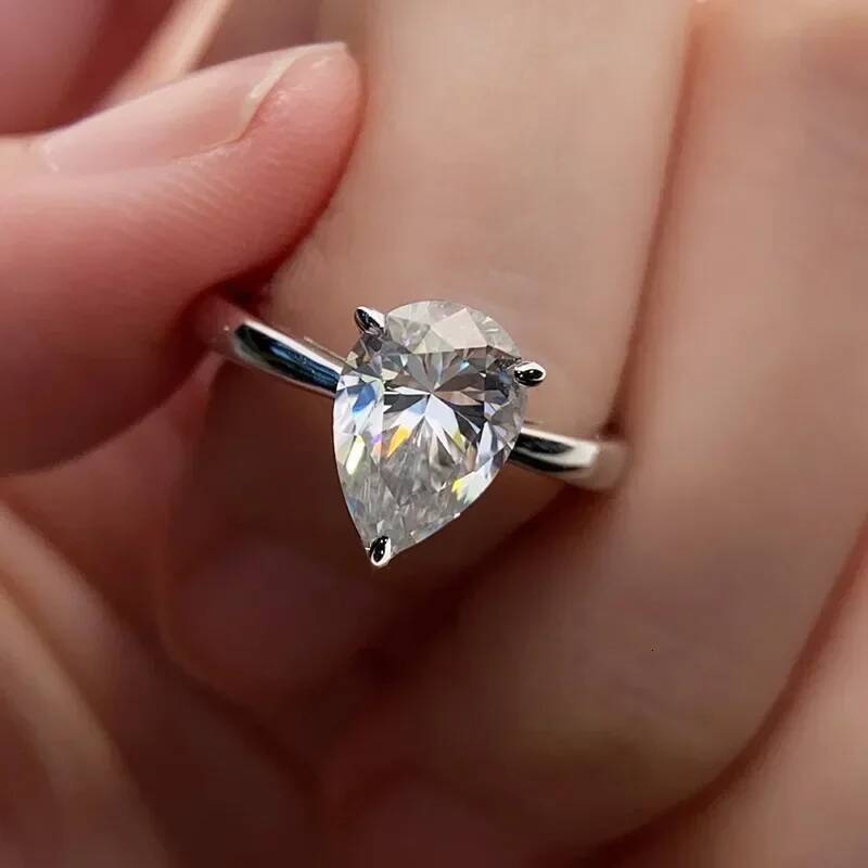 NKHOG 1-4CT Pear Cut Moissanite Rings S925 Silver 18K Gold Plated WaterDrop Solitaire Women Wedding Bands Jewelry Gifts with GRA