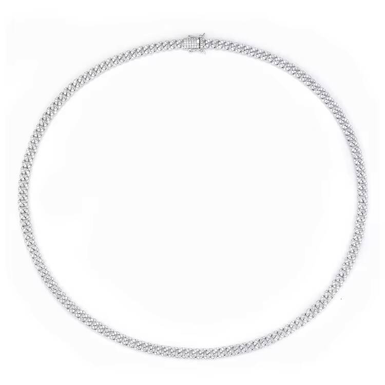 6mm Single Row 7-24 Inches VVS Moissanite Dias Sterling Sier Cuban Link Chains Bracelet and Necklace