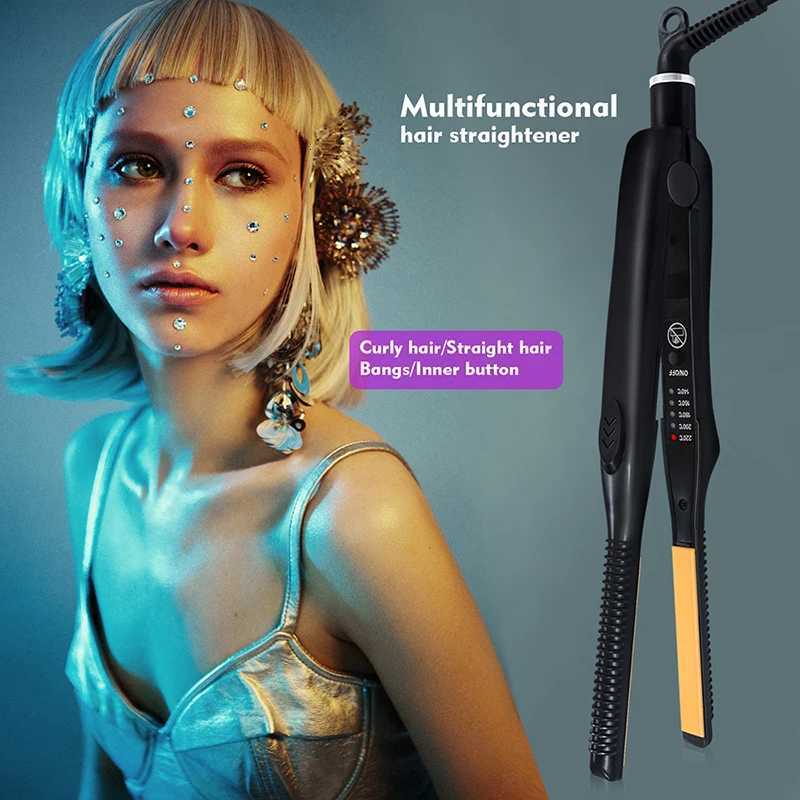 Professional Ceramic Flat Iron 2 in 1 Hair Straightener Short Hair Fluffy Pencil Hair Curler W250814