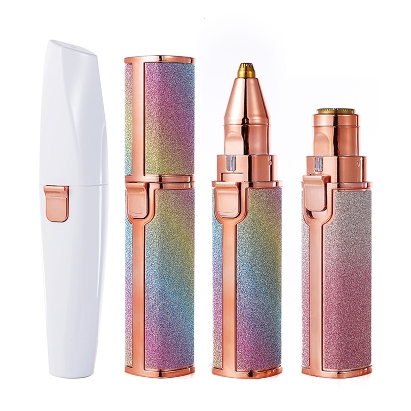 2 IN 1 Rechargeable Epilator Electric Eyebrow Trimmer Female Body Lipstick Shape Hair Removal Mini Painless Razor Shaver 250814