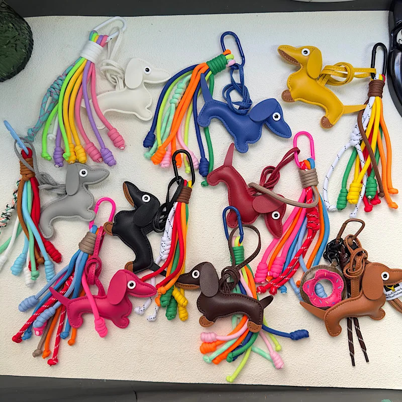 Multi Colored Hand Woven Rope Pu Sausage Puppy Bag Pendant High Leather Universal Mens And Womens Mobile Phone Pendant 250811