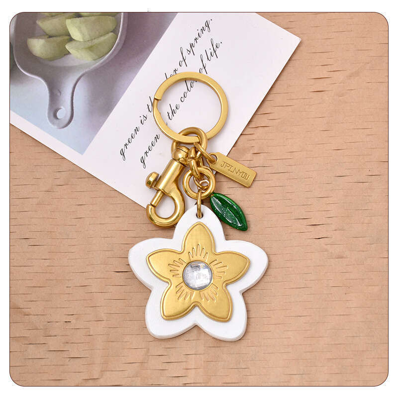 Ins Super Popular Keychain Women's Bag Accessories Camellia Car Key Pendant Valentine's Day Gift