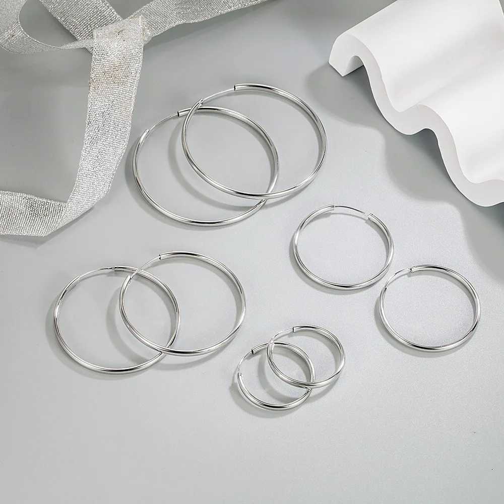 925 Sterling Silver 3MM Thick 3/4/5/6CM Hoops Earrings For Women Wedding Luxury Jewelry Accessories 2024 Trend Jewelry XJ250814