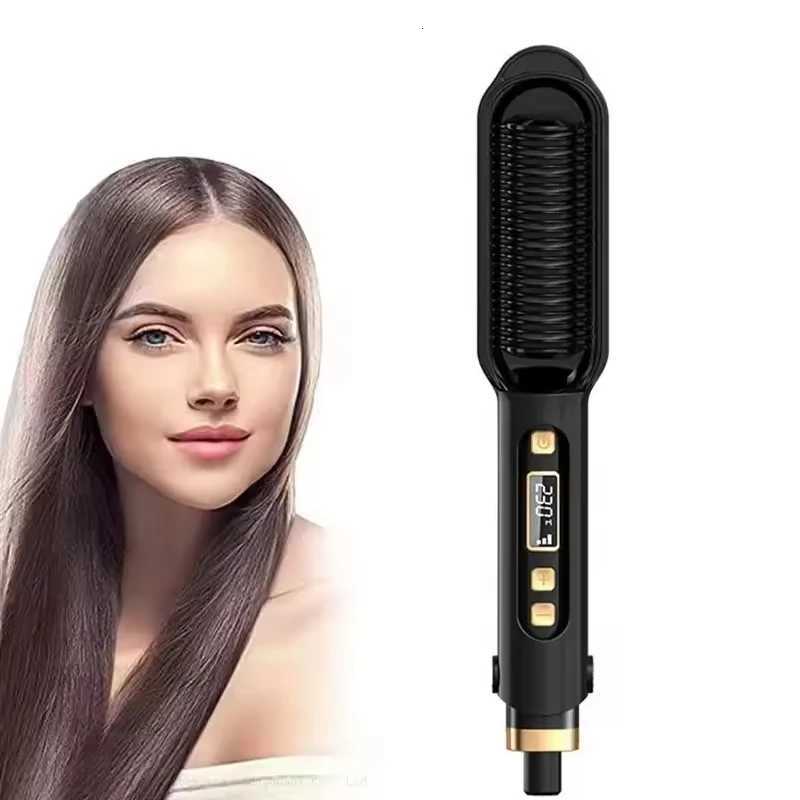 Professional Negative Ion Hot Comb Hair Straightener Brush Fast Heating LCD Ceramic Salon Hair Straightener Comb W250814