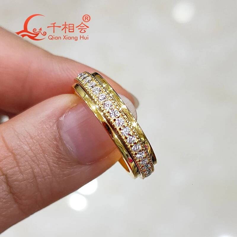 Double Rotatable White Moissanite Ring 925 Sterling Silver Tension Set Eternity Band Unisex Jewelry