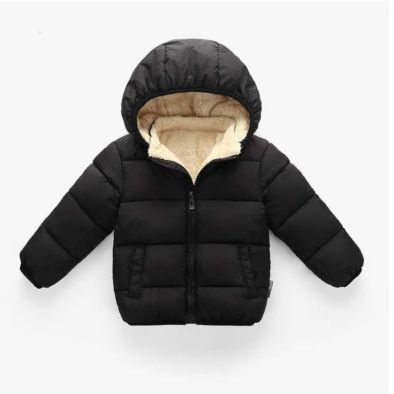 1pcs Boy Girl Coat Baby Winter Thick Down Jackets Kids Warm Plush Thicken Outerwear Clothes Fur Hooded Jacket Children Snowsuit 250813