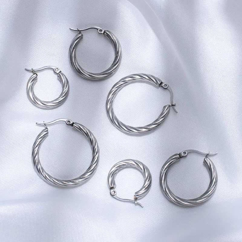 3pair Vintage Twisted Hoop Earrings for Women Gold Plated Stainless Steel Twist Ear Buckle Stackable Circle Hoops Party Jewelry XJ250814