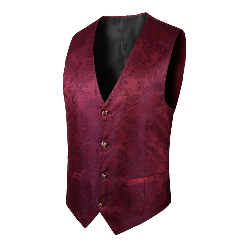 2025 Highend Vneck Jacquard Black Vest for Men White Sleeveless Waistcoat Silver Billiards Uniform male Magician Vests 250805