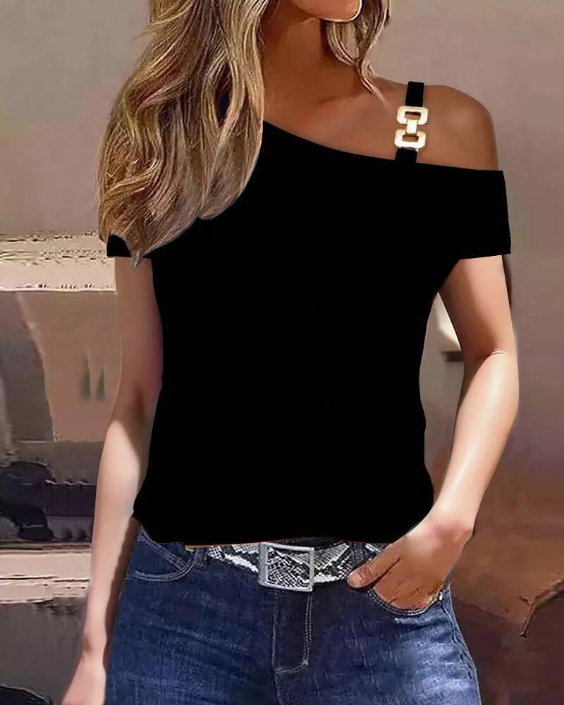 2025 women's summer pleated short sleeved loose fashion T-shirt chic and elegant solid color O-neck top casual simple full T-shirt street wear sh