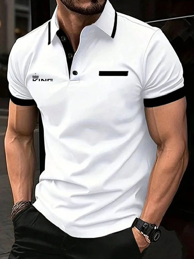 Mens Polo Shirt Golf Shirt Casual Sports Lapel Short Sleeve Fashion Basic Color Block Patchwork Summer Regular Fit Polo Shirt 250813