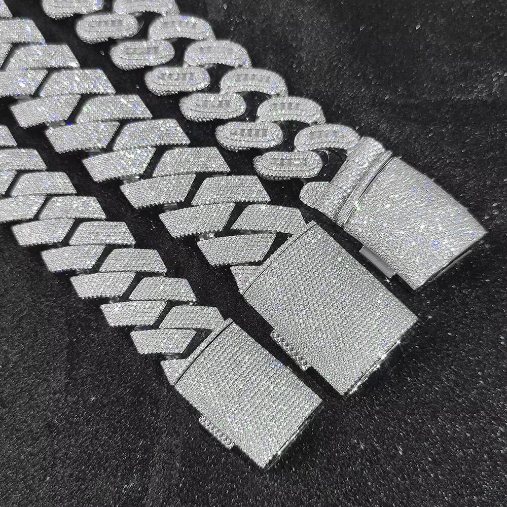 NUOYA 29mm Womens Fine Jewelry Iced Out Cuban Link Chain Silver Plated Brass Baguette Zircon Chunky Cuban Link Choker Necklace