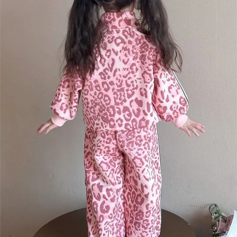 spring autumn Girls Kids Leopard pattern suit Coattrousers pants sets comfortable cute baby Clothes Children Clothing 250813