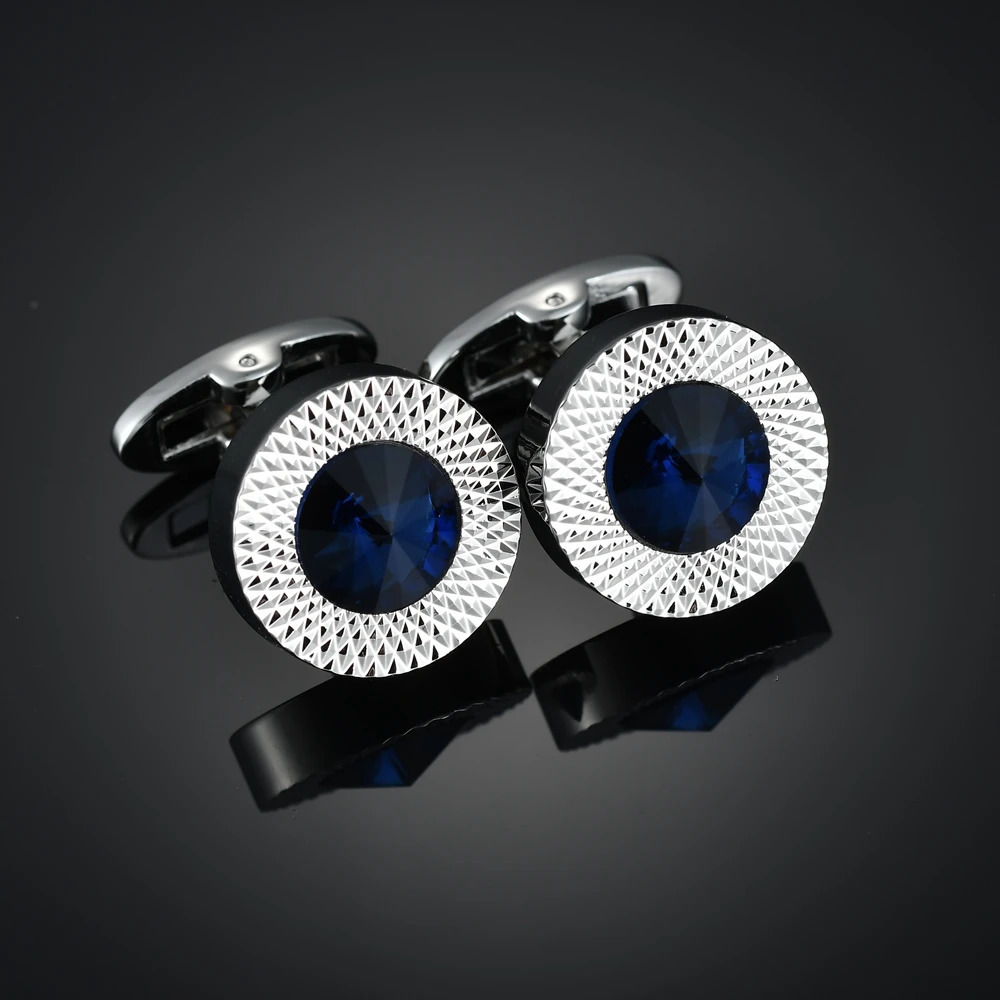 ious n hand carving grinding round zircon crystal cufflinks high-end mens French shirt Cuff cufflinks 250812