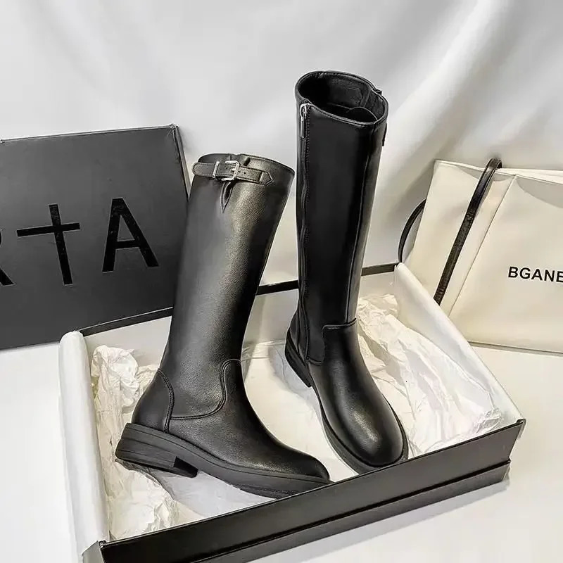 Middle Heel 2025 Long Boots for Women Spring Autumn Demi-season Sale Large Size Warm Y2k Gyaru Knee High Shaft Shoes Woman 250812