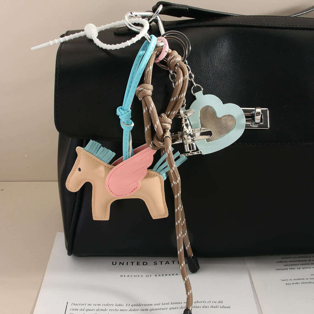 Bag Charms Designer Little Pegasus Airplane charm Letter Keychain Bag Leather Pendant Decoration