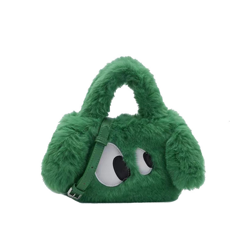 Autumn Winter Furry for Women New Big Eye Puppy Handbag Cute Girl Plush Crossbody Women's Bag