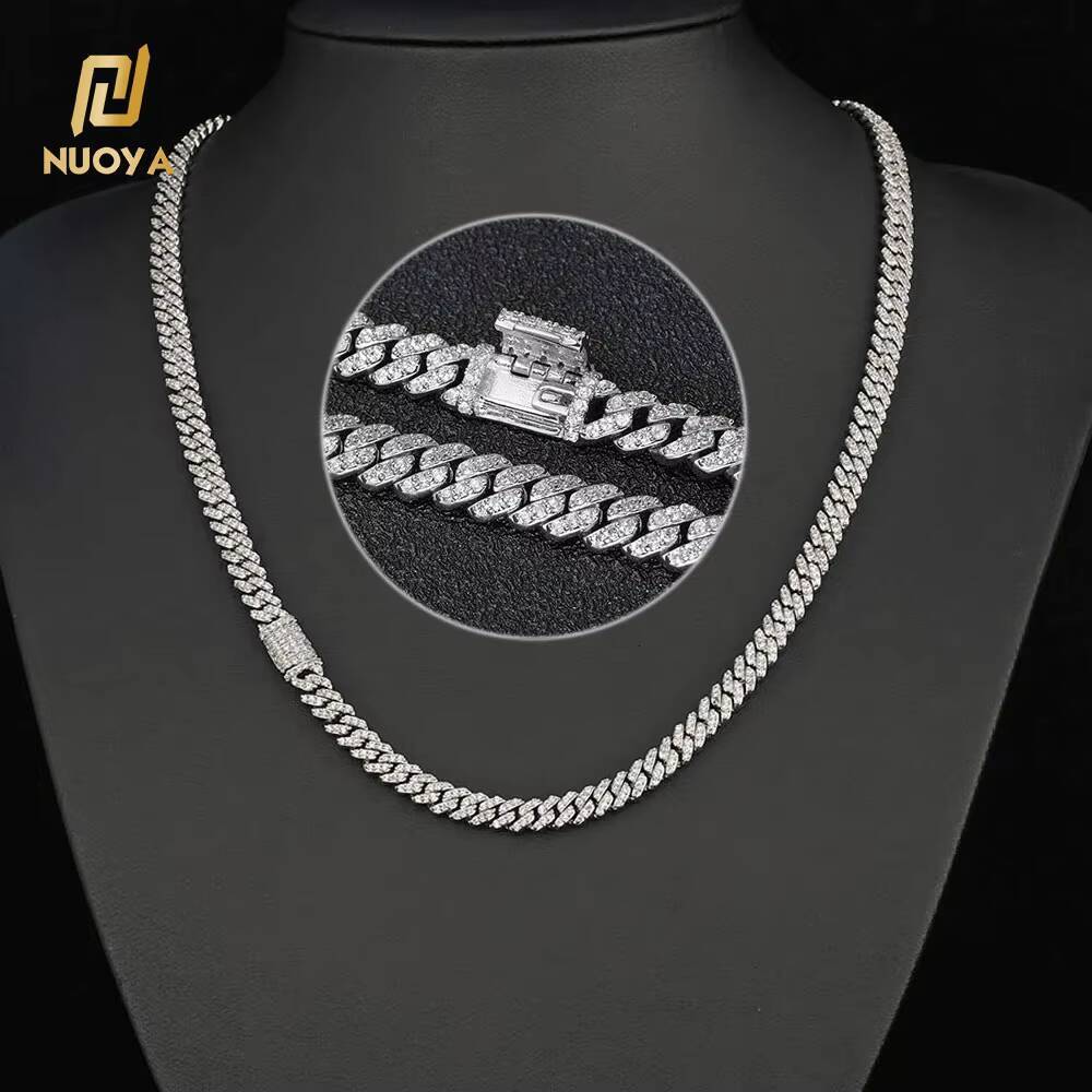 NUOYA Wholesale 6MM Gold Cuban Link Chain for Men Hip Hop Iced Out Diamond Cuban Necklace Women Fine Jewelry
