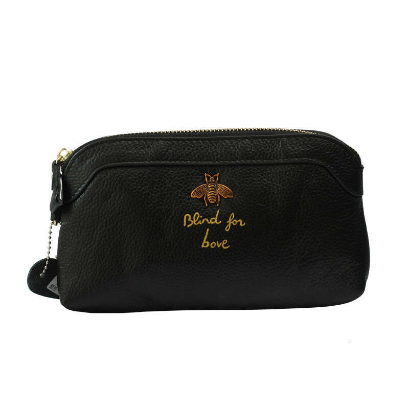 Top Layer Cowhide New Women's Fashion Little Bee Large Cash Slot Shell-shaped Clutch Long Wallet